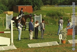 Andrea Schneider und Stefan Funk bei den Richtern im Parcours...