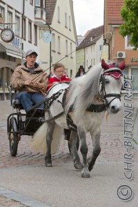 Andrea Esdar mit ihrer Missy auf der Stadtrundfahrt ...